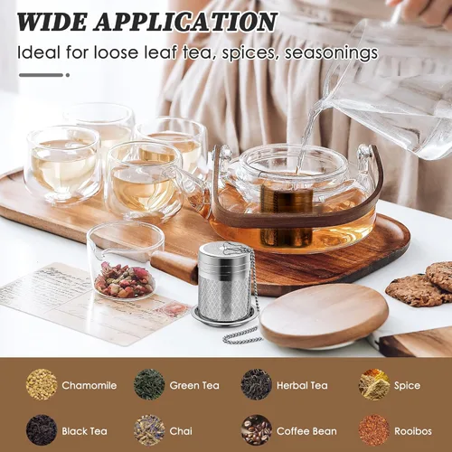 Vista 6 de Yoassi Infusores de té para té suelto, coladores de té de malla extrafina, infusor de té de hojas sueltas de acero inoxidable 18/8 difusores de té