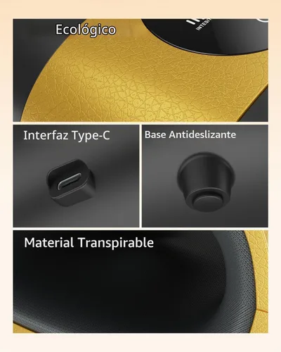 Vista 7 de CINCOM Upgraded Hand Massager with Heat and Compression, Yellow Negro y amarillo