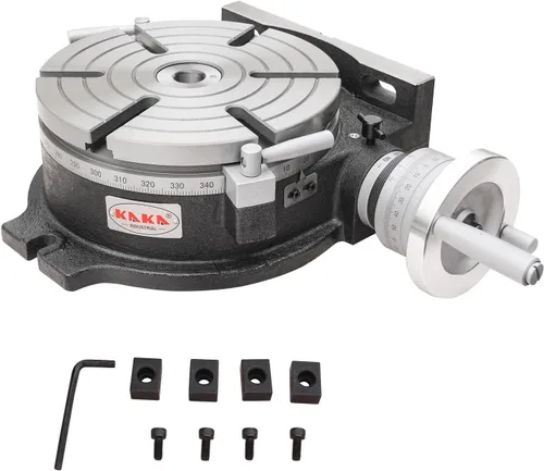Vista 12 de KAKA INDUSTRIAL HV-4, mesa giratoria vertical horizontal de 4 pulgadas, TSL, manga central MT2, mesa de fresado de precisión de 3 ranuras, rotación