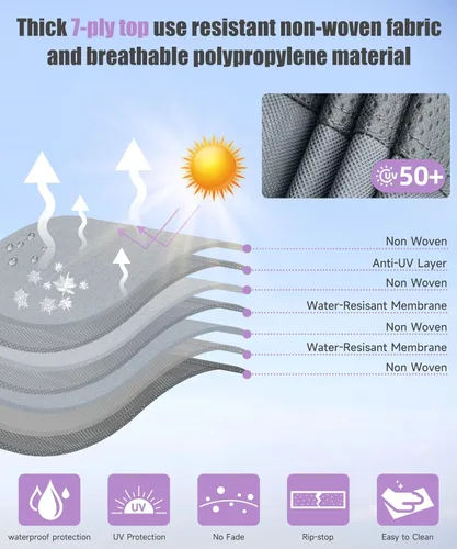 Vista 3 de Cubierta para remolque de viaje, 7 capas superiores de 14 a 16 pies, resistente al viento, impermeable, protección UV, cubierta para caravana