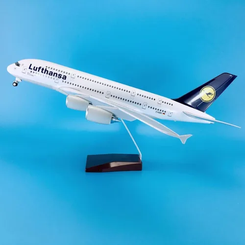 Vista 5 de 18.5" 1160 Scale Model Airplane Lufthansa A380 Model Jet Collectibles Resin Plane Models with Wheels Diecast for Collection Gift Ornament,Ordinary