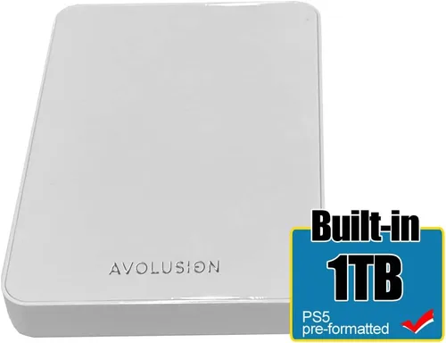 Vista 2 de Avolusion HD250U3-Z1-PRO-WH 1TB USB 3.0 Disco duro externo portátil para juegos, color blanco (para PS5 / PS4, preformateado)