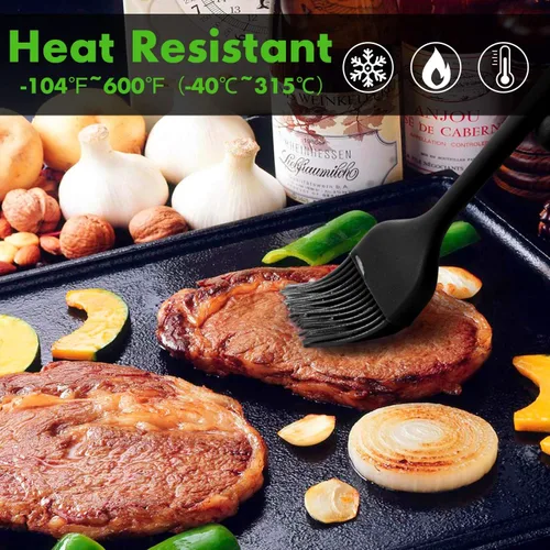 Vista 5 de HOTEC Cepillos para glasear resistentes al calor de 600 ℉, cepillo de repostería de silicona sin BPA, para untar aceite, mantequilla, salsa, adobos