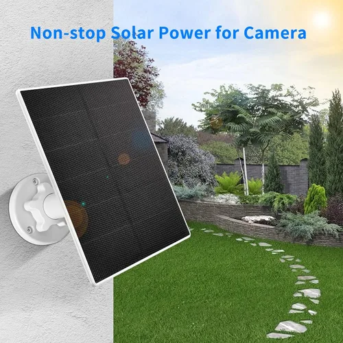 Vista 3 de Panel solar de 5 W para cámara de seguridad inalámbrica al aire libre - USB C y micro USB compatible con cámara de batería recargable, IP65