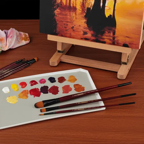 Vista 4 de Creative Mark Ebony Splendor - Brocha sintética de mango corto para pintura de marta sintética, Rigger # 0, pelo multifilamento, pinceles de pintura