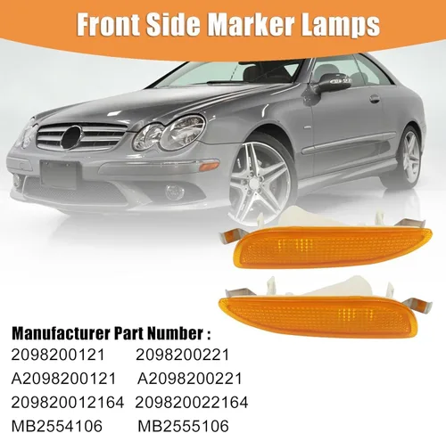 Vista 2 de Priprilod Luz de marcador lateral intermitente delantera izquierda y derecha compatible con Mercedes CLK 320 350 500 2003-2009 parachoques delantero