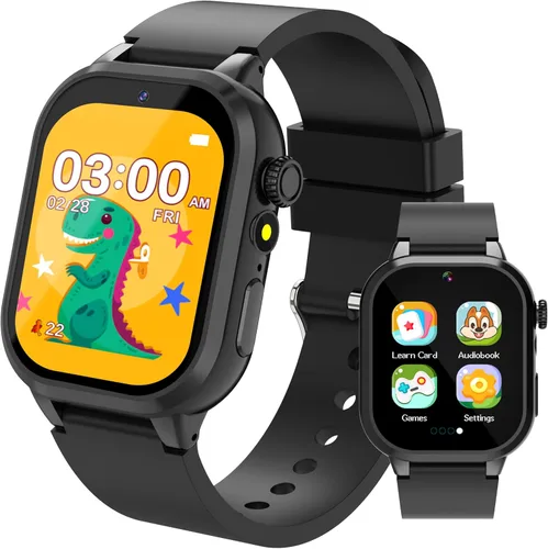 Reloj inteligente para niños, 32 juegos, 3 deportes, libros de audio y tarjetas de estudio, modo escolar, reloj despertador, podómetro, cámara