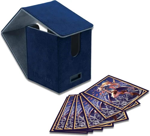 Ultra Pro - Caja con tapa Vivid Alcove (azul) - Protege y almacena hasta 100 tarjetas de tamaño estándar de doble funda, perfecta para tarjetas