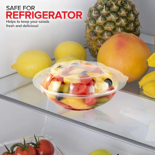 Vista 7 de Stock Your Home Cuencos de Ensalada de Plástico Transparente de 18 oz con Tapas Desechables (Paquete de 50) Mini Recipiente para Llevar con Tapa a