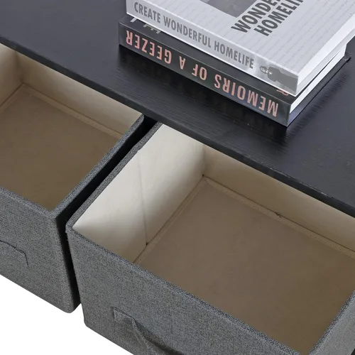 Vista 12 de Cómoda de tela con 5 cajones para almacenamiento, baúl de tela con cesta profunda, marco de acero resistente y parte superior de madera, Gris claro