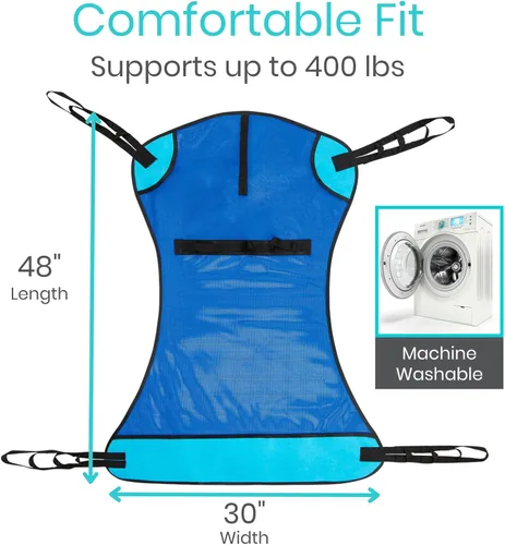 Vista 5 de Vive - Eslinga de elevación de pacientes - Eslinga de malla completa para ducha y uso doméstico - Eslinga de transferencia para ancianos