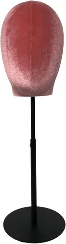 Cabeza de maniquí femenina de terciopelo con base negra ajustable, para sombrero, peluca, aretes, bufandas, exhibición, sombrero, soporte de peluca