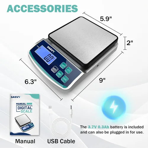 Vista 6 de Balanza Digital de Laboratorio 5000g x 0.1g oz/lb/g/kg Balanza Electrónica de Precisión Científica, Analítica para Laboratorio, Joyería, Cocina