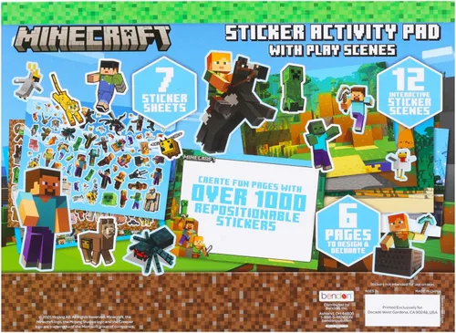 Vista 5 de Minecraft Stickers Giant Activity Pad for Kids - 1000+ Sticker Book 11"x14