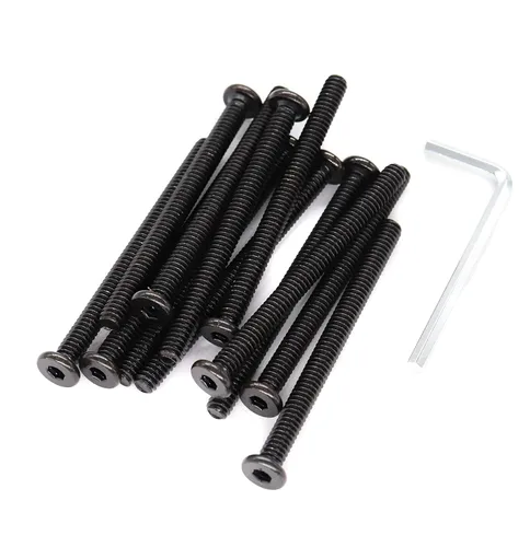 Vista 5 de binifiMux 20 tornillos hexagonales negros de 1/4-20 x 1/2 pulgadas para muebles, silla, mesa, escritorio, cuna, cama, rosca completa