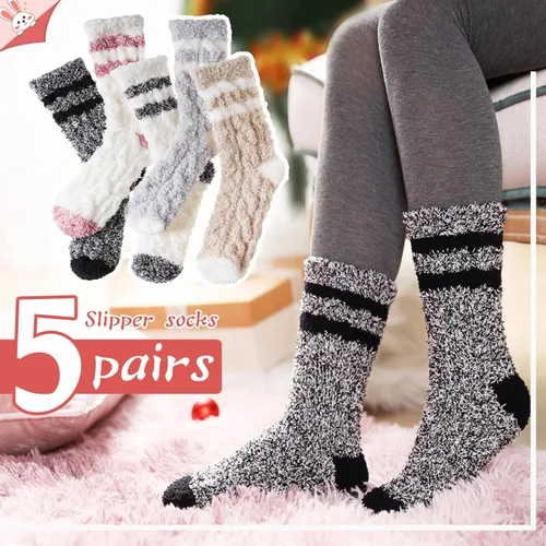 Vista 4 de Eyean Calcetines mullidos para mujer, suaves, cálidos, esponjosos, para invierno, para dormir, térmicos, casuales, acogedores, para el hogar