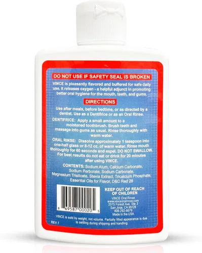 Vista 2 de Vince Polvo de pasta de dientes para encías y boca - Dentifrice y enjuague bucal - Prevención de caries - Gingivitis - Encías irritadas, sangrantes