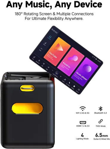 Vista 7 de Máquina de karaoke inteligente Ikarao para adultos - con pantalla de letras, tableta de karaoke de 32GB, 2 micrófonos inalámbricos, sistema