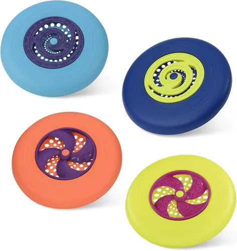 B. toys Juego de discos voladores - 4 discos voladores coloridos - Deportes al aire libre y juegos para niños - Juego de discos para patio trasero,