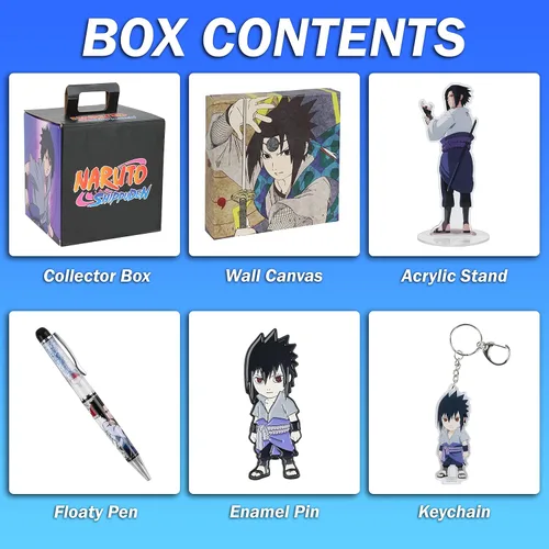 Vista 3 de JUST FUNKY Naruto Shippuden Sasuke Uchiha Looksee Caja coleccionista, Púrpura