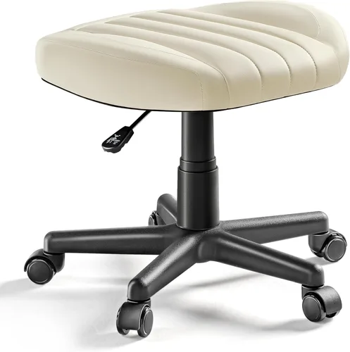 EUREKA ERGONOMIC Taburete Multiuso para Pies, Taburete Reposapiés Ajustable en Altura con Ruedas, Silla Rodante con Reposapiernas Giratorio 360°,