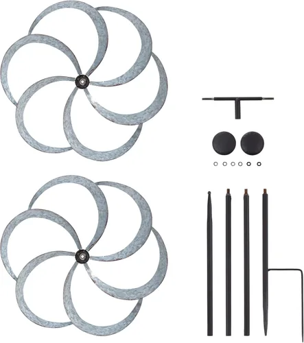 Vista 10 de Alpine Corporation 59" de alto metal al aire libre viento Spinner jardín estaca patio decoración