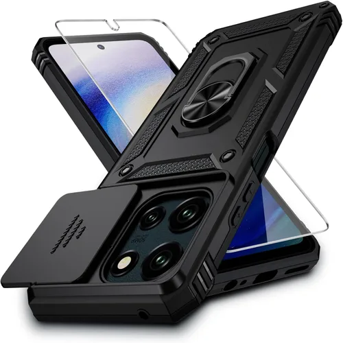 Vista 24 de Funda para Moto G Stylus 5G (2021), cubierta para lente de cámara, protector de pantalla HD, protección contra caídas de grado militar de 10 pies