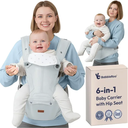 Vista 8 de BabbleRoo Portabebés de Crecimiento – Portabebés 6 en 1 Certificado de Seguridad con Asiento de Cadera, Portabebés Ergonómico y Ajustable para Niños