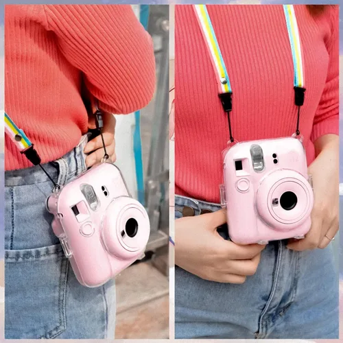Vista 9 de MUZIRI KINOKOO Funda transparente compatible con cámara Instax Mini 12, funda rígida de PVC transparente para Fuji Instax Mini 12 con bolsillo