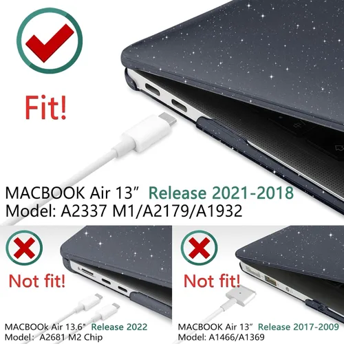 Vista 7 de TWOLSKOO - Funda para MacBook Air de 13.3 pulgadas 2021-2018 M1 Bling negro
