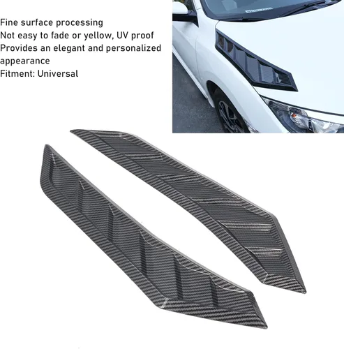 Vista 2 de Fydun Cubierta de capó de ventilación para capó, 2 unidades, fibra de carbono, goma delantera, ventilación universal para automóvil