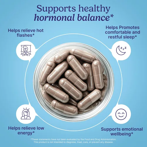 Vista 3 de Santo Remedio Equilibrio hormonal, suplemento dietético, alivio de los síntomas de la menopausia, ayuda a reducir los sofocos, sudores nocturnos