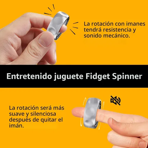 Vista 5 de Fidget Spinner para alivio del estrés – Anillo magnético fidget DIY con sonidos atractivos, juguetes de acero inoxidable EDC para adultos