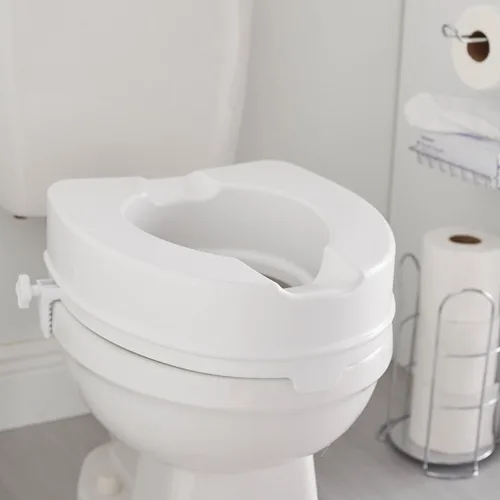 Vista 6 de McKesson Asiento de inodoro elevado con doble cerradura, se adapta a la mayoría de inodoros estándar, 4 pulgadas de alto, capacidad de peso de 400