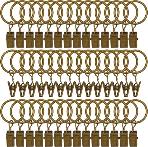 Vista 23 de Paquete de 84 anillos de cortina con clips de 1.26 pulgadas de diámetro interior, anillo de cortina de metal con clips compatibles con cortineros