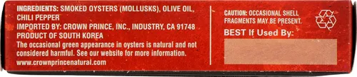 Vista 8 de Crown Prince Ostras ahumadas naturalmente con chile rojo 3 oz