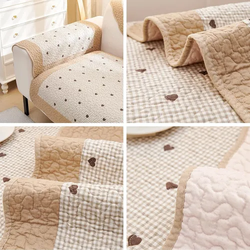 Vista 87 de vctops - Funda de sofá de Navidad a cuadros Buffalo Check de algodón, fundas de sofá seccional acolchadas de patchwork, funda de sofá antideslizante