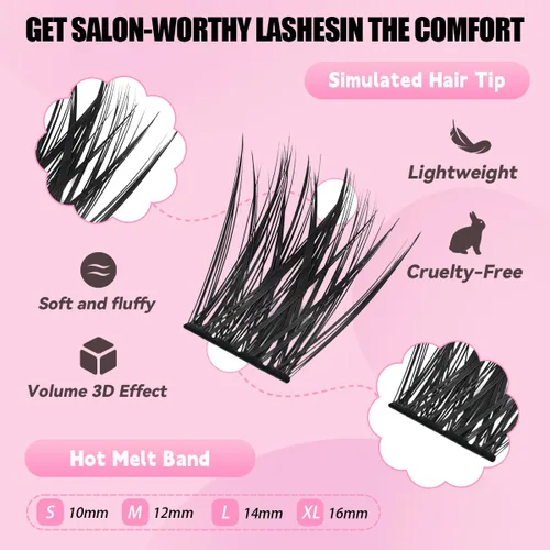 Vista 4 de Kit de racimos de pestañas naturales, racimos de pestañas Wispy, 120 unidades, extensiones de pestañas en racimo, rizado C, pestañas individuales