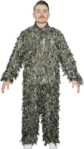 Vista 10 de QuikCamo Mossy Oak 3D Leafy Camo Ghillie Suit - Breathable Quiet Mesh, Snaps and Zippered Pockets for Turkey Hunting
