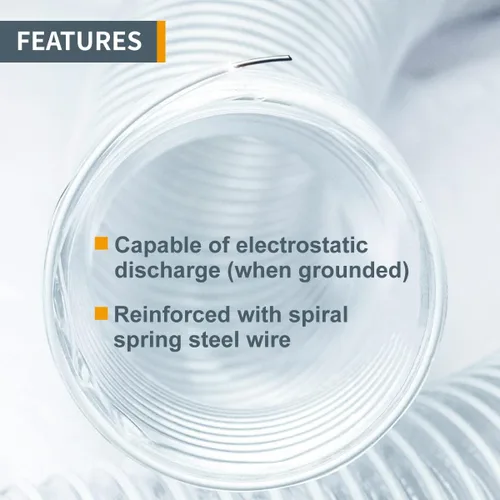 Vista 6 de POWERTEC Manguera flexible de recolección de polvo de PVC de 4" x 20' con 2 abrazaderas de manguera clave de acero inoxidable para sierra de mesa