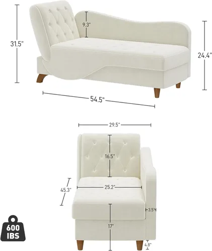 Vista 2 de Tumbona interior con almacenamiento, reposabrazos ajustable, silla de lectura reclinable, sofá cama con almohada, futón de terciopelo 3 en 1