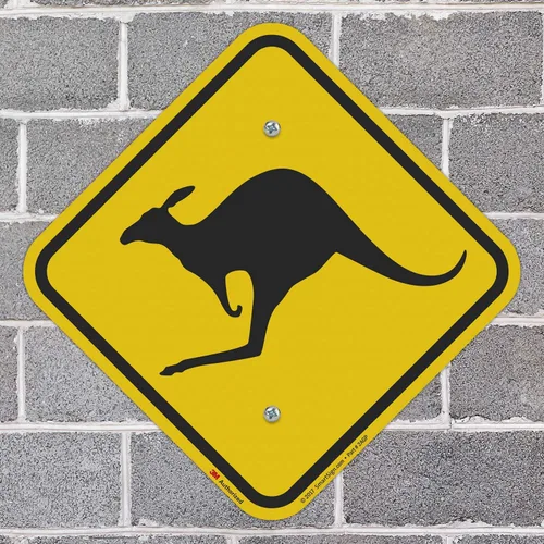Vista 3 de SmartSign Letrero "Kangaroo Crossing" Aluminio reflectante de grado de ingeniero 3M de 12 x 12 pulgadas