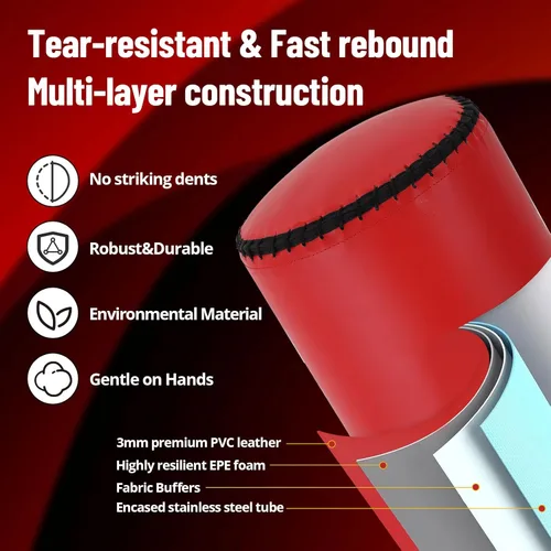 Vista 5 de Saco de boxeo con soporte, 70 pulgadas, rodamiento de 203 libras, bolsa de boxeo pesada independiente para jóvenes adultos, base estable grande
