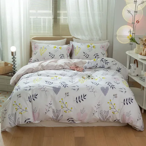 Vista 38 de mixinni Juego de funda de edredón de algodón floral para niñas y adolescentes, con lazos de cremallera, fácil cuidado, ultra suave y transpirable