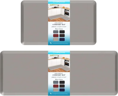 Vista 9 de HappyTrends 2 tapetes de cocina acolchados antifatiga, resistentes y ergonómicos de espuma de pie, impermeables, antideslizantes, para el hogar