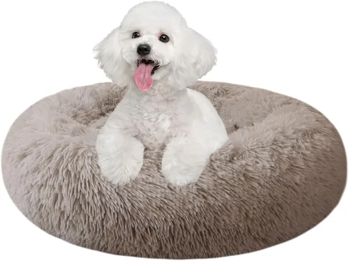 Nisrada Cama para perros pequeños, medianos y grandes, 20 pulgadas, relajante, lavable, redonda, acogedora, suave, cama para mascotas para cachorros