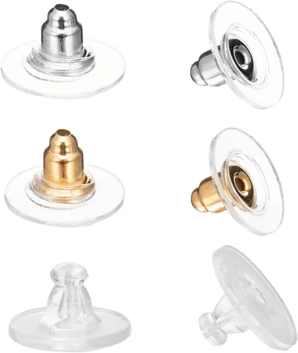 Vista 7 de Parte trasera de aretes dorada, parte trasera de aretes para orejas caídas/tachuelas/aretes pesados, 100 piezas levantadores de aretes (dorado)