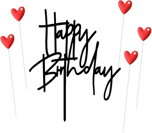 Vista 16 de Set de 1 decoración de pastel de cumpleaños de acrílico negro, 5 piezas de decoración de pastel de estrella plateada para cupcakes (Negro 1)