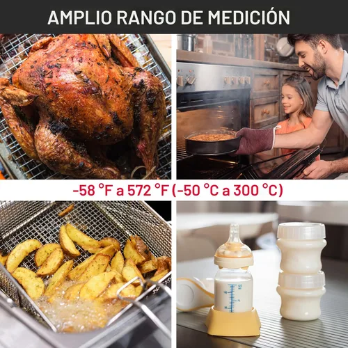 Vista 6 de ThermoPro TP03B Termómetro digital de carne para cocinar, termómetro de lectura instantánea con luz de fondo, termómetro de cocina para barbacoa