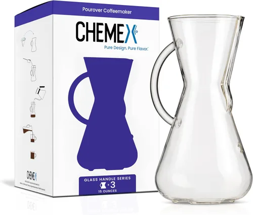 Cafetera de vidrio Chemex, Con manija, Transparente